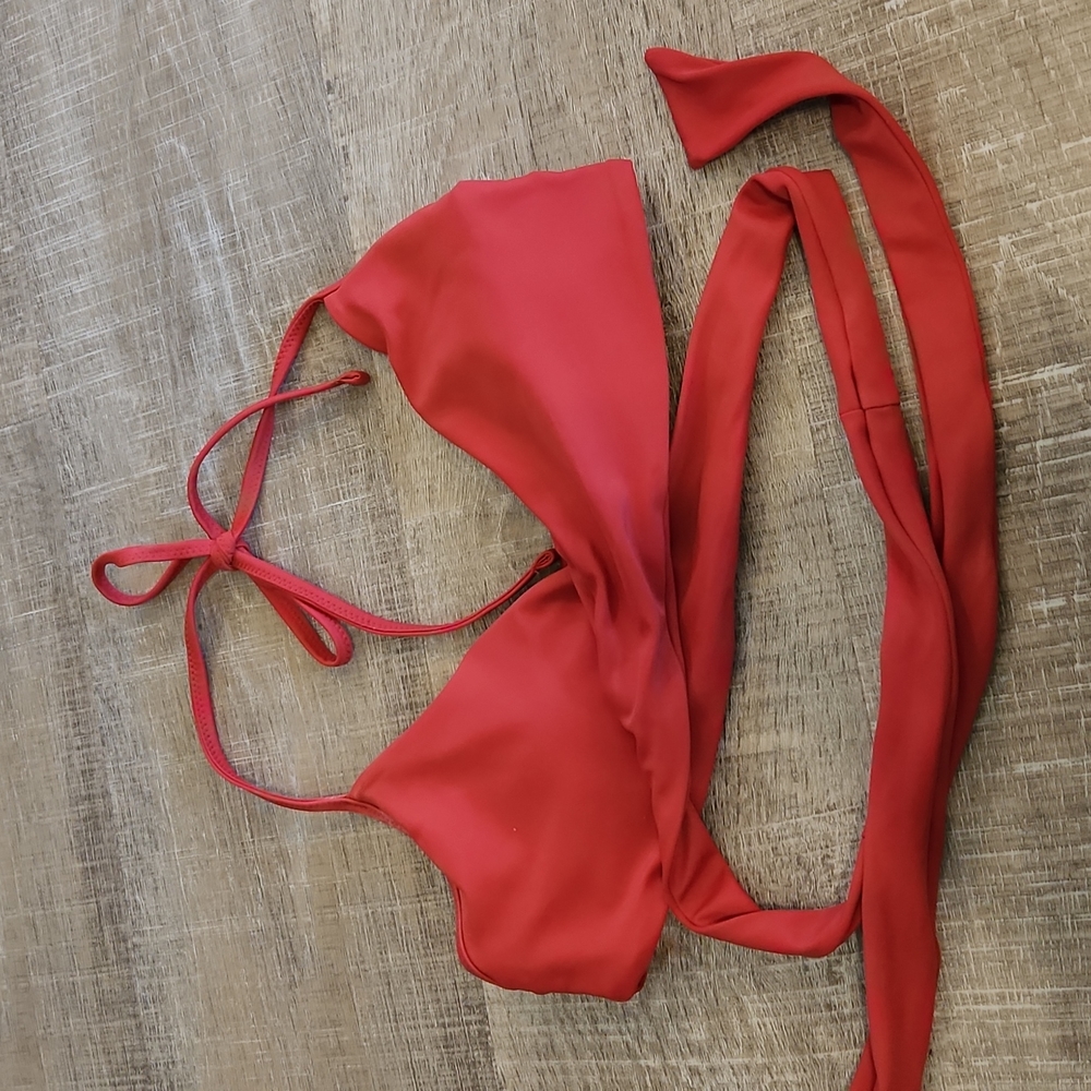 American Eagle Red wrap around bikini top